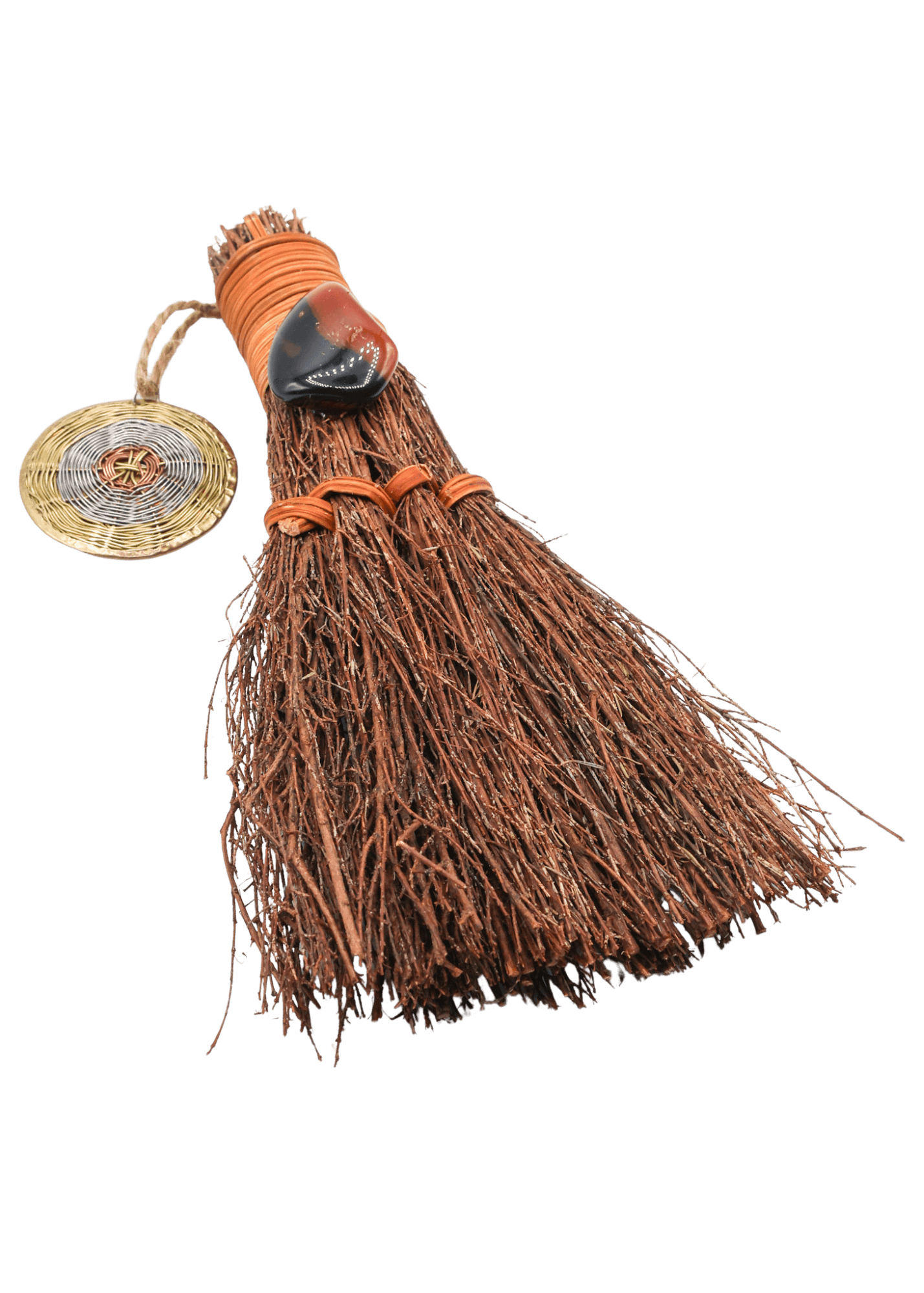 Red & Black Agate Pumpkin Witch's Broom